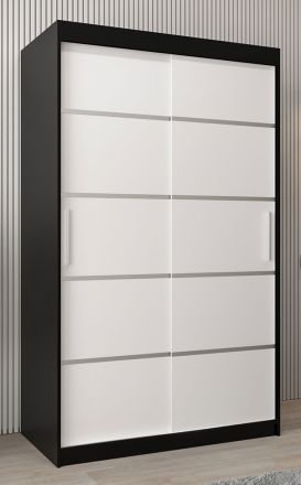 Schiebetürenschrank / Kleiderschrank Jan 02A, Farbe:  Schwarz / Weiß matt - Abmessungen: 200 x 120 x 62 cm ( H x B x T)