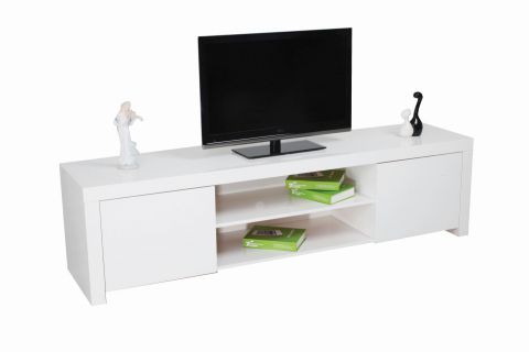 TV-Unterschrank Tansila 02, Farbe: Weiß Hochglanz - Abmessungen: 50 x 140 x 45 cm (H x B x T)