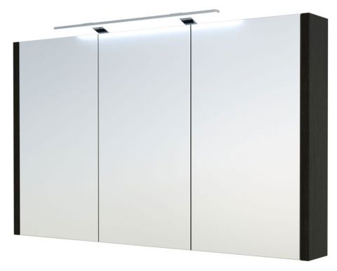 Bad - Spiegelschrank Bidar 32, Farbe: Eiche Schwarz – 65 x 110 x 12 cm (H x B x T)