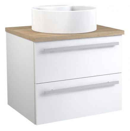 Waschtischunterschrank Bidar 50, Farbe: Weiß glänzend / Eiche – 53 x 60 x 45 cm (H x B x T)