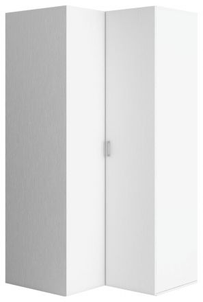 Drehtürenschrank / Eckkleiderschrank Minnea 06, Farbe: Weiß - Abmessungen: 206 x 105 x 104 cm (H x B x T)