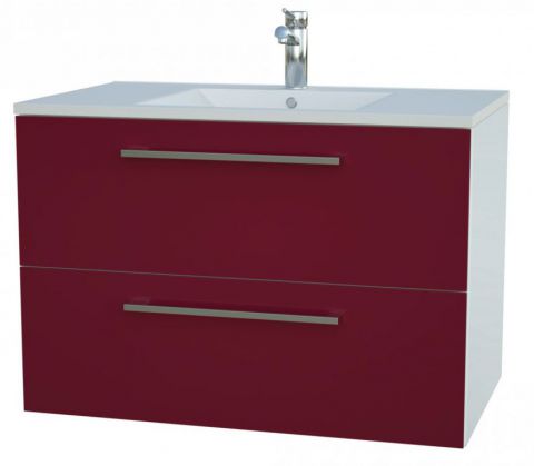 Waschtischunterschrank Bijapur 20, Farbe: Rot glänzend – 50 x 76 x 47 cm (H x B x T)