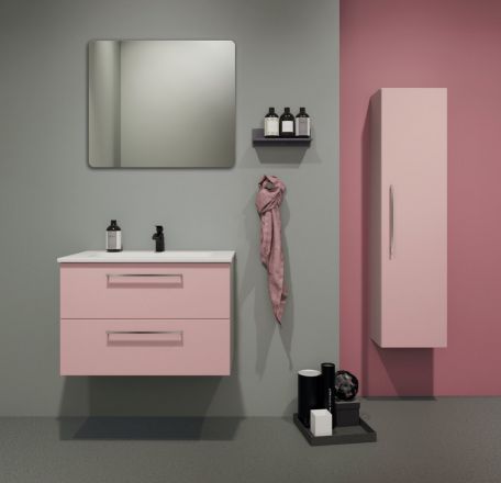 Badezimmermöbel - Set C Noida, 2-teilig inkl. Waschtisch / Waschbecken, Farbe: Beige / Rosa