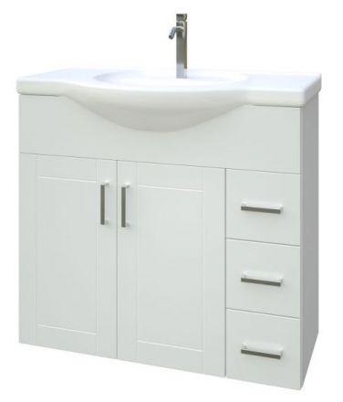 Waschtischunterschrank Tumkur 05, Farbe: Weiß glänzend – 72 x 85 x 50 cm (H x B x T)