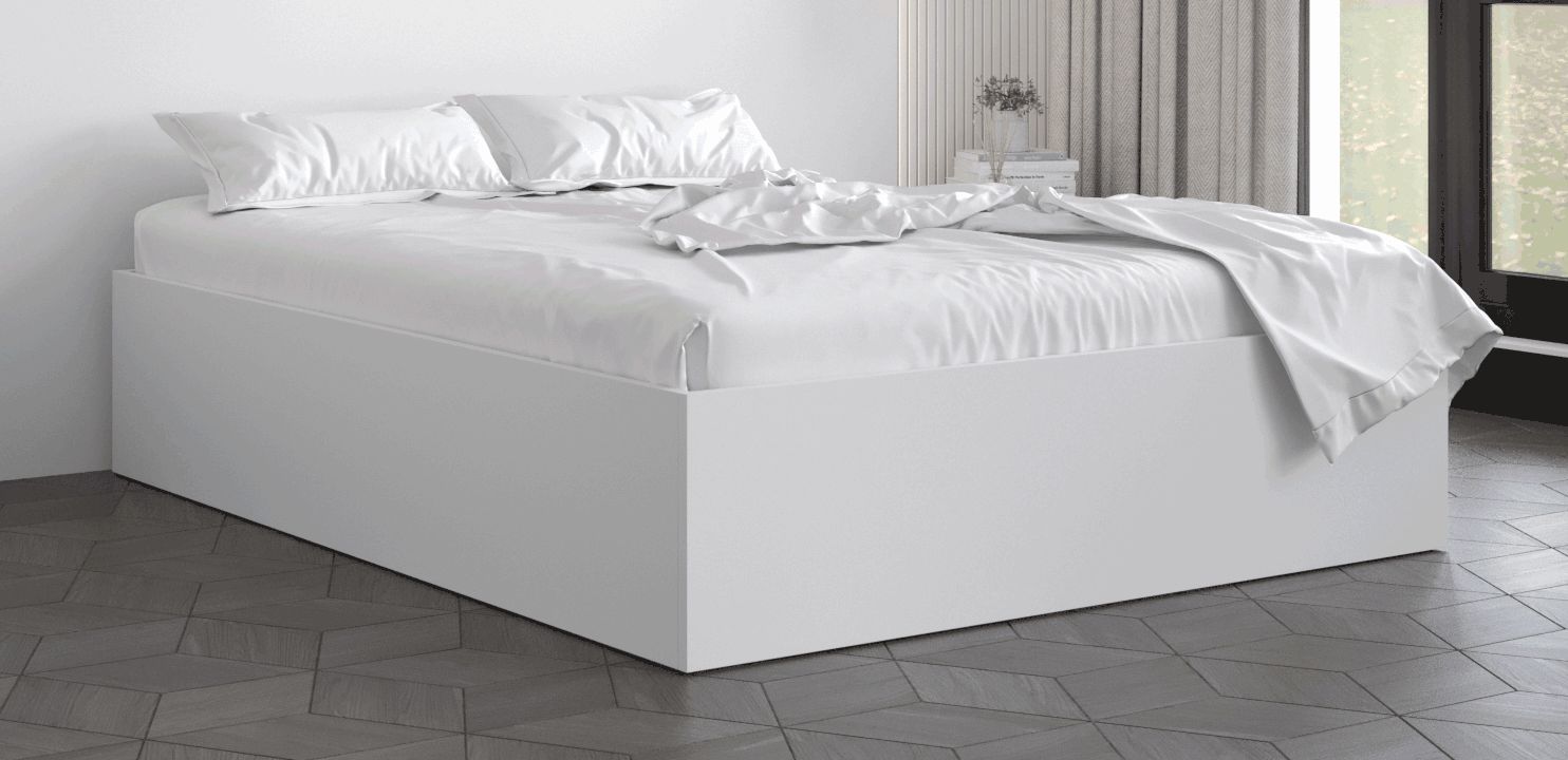 Doppelbett mit modernen Design Dufourspitze 10, Farbe: Weiß - Liegefläche: 160 x 200 cm (B x L)