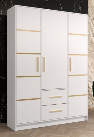Moderner Kleiderschrank mit viel Stauraum Similaun 31, Farbe: Weiß matt - Abmessungen: 202 x 153 x 40 cm (H x B x T), mit 10 Fächern und zwei Schubladen