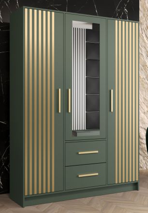Kleiderschrank mit modernen Design und genügend Stauraum Similaun 60, Farbe: Grün - Abmessungen: 202 x 153 x 40 cm (H x B x T), mit 10 Fächern und zwei Schubladen