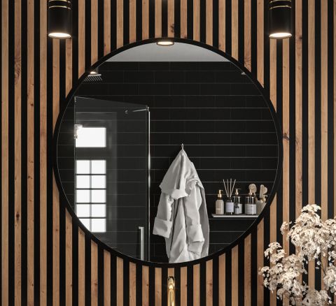Spiegel im modernen Design Bernina 03, Farbe: Schwarz matt - Abmessungen: 70 x 70 cm (H x B)