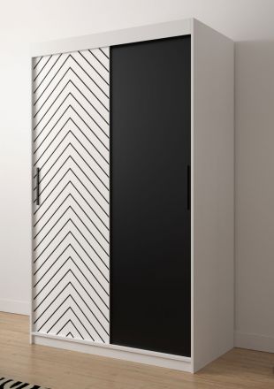 Außergewöhnlicher Kleiderschrank mit genügend Stauraum Mulhacen 10, Farbe: Weiß matt / Schwarz matt - Abmessungen: 200 x 120 x 62 cm (H x B x T)