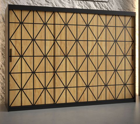 Edler Kleiderschrank mit modernen Design Zumsteinspitze 12, Farbe: Schwarz matt - Abmessungen: 200 x 250 x 62 cm (H x B x T), mit genügend Stauraum