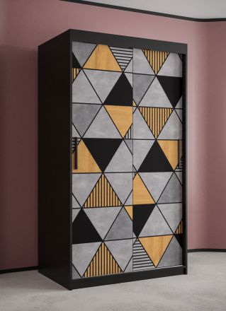 Schmaler Kleiderschrank mit fünf Fächern Strahlhorn 07, Farbe: Schwarz matt - Abmessungen: 200 x 100 x 62 cm (H x B x T), mit genügend Stauraum