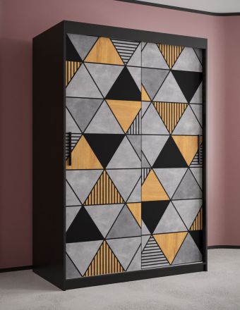 Moderner Kleiderschrank mit fünf Fächern Strahlhorn 08, Farbe: Schwarz matt - Abmessungen: 200 x 120 x 62 cm (H x B x T), mit genügend Stauraum