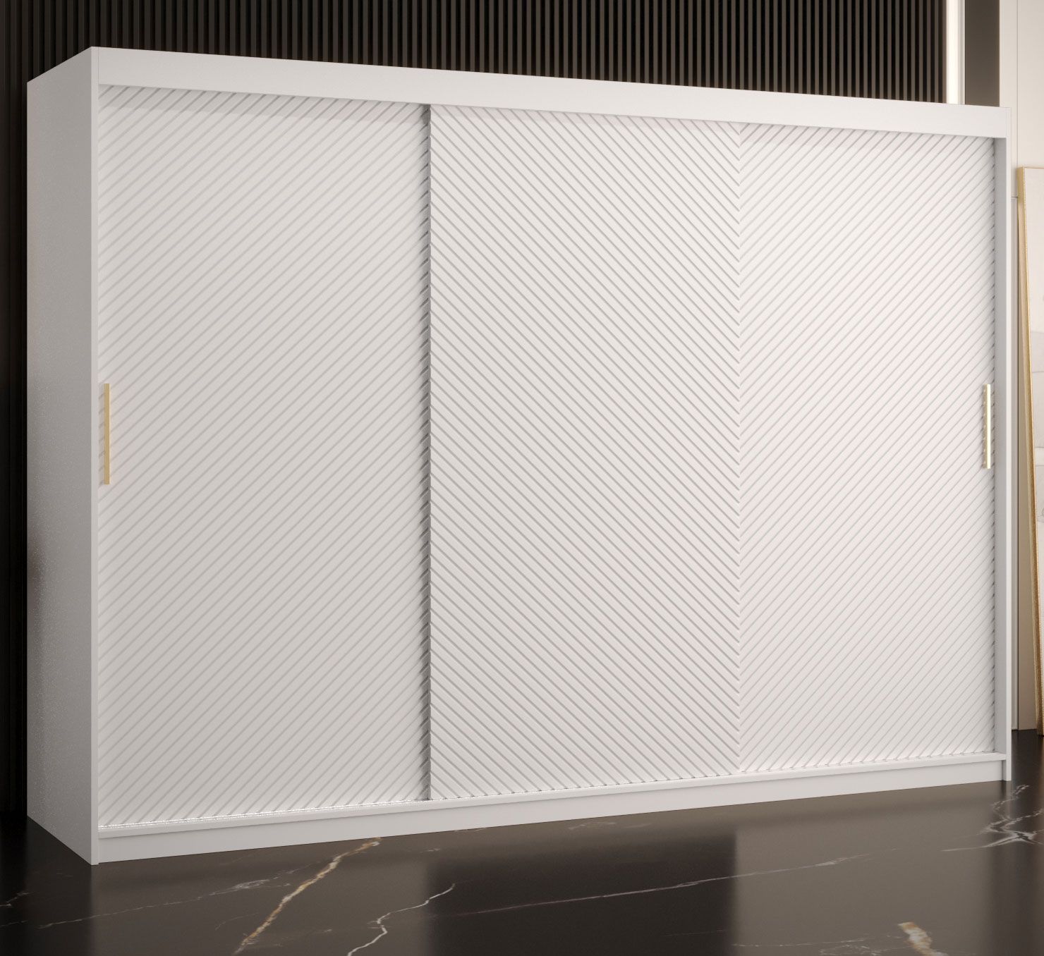 Großer Kleiderschrank mit modernen Design Balmenhorn 21, Farbe: Weiß matt - Abmessungen: 200 x 250 x 62 cm (H x B x T), mit 10 Fächern und zwei Kleiderstangen