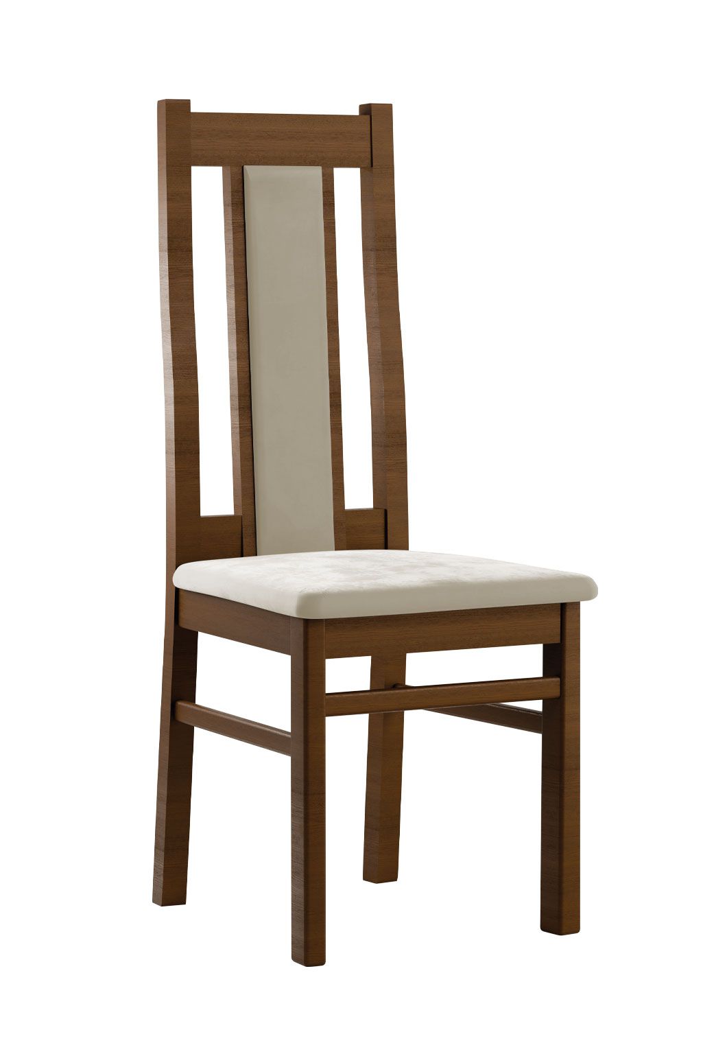 Stuhl im klassischen Design Bachtel 02, Buchenholz Vollholz massiv, Farbe: Eiche / Beige Polsterung - Abmessungen: 99 x 42 x 54 cm (H x B x T)