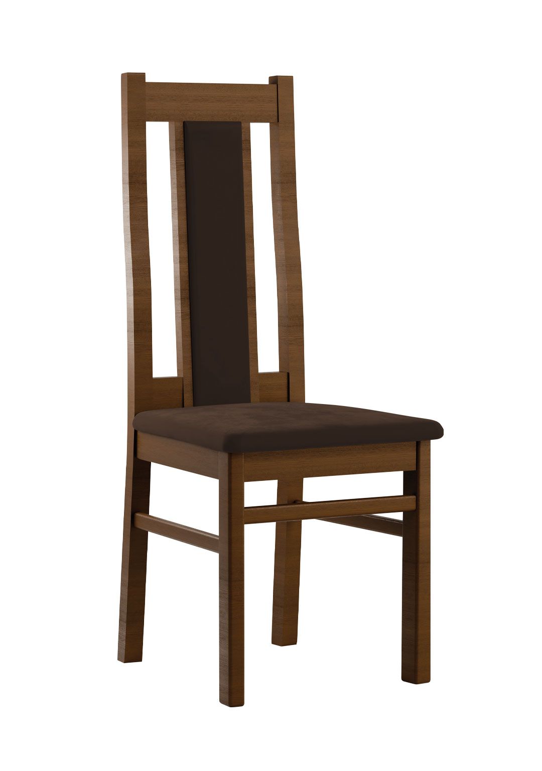 Neutraler Stuhl Bachtel 03, Buchenholz Vollholz massiv, Farbe: Eiche / Braune Polsterung - Abmessungen: 99 x 42 x 54 cm (H x B x T)