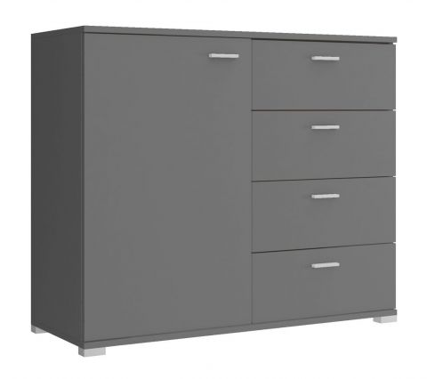Kommode mit schlichten Design Lowestoft 06, Farbe: Grau - Abmessungen: 85 x 100 x 40 cm (H x B x T), mit vier Schubladen