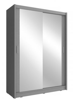 Neutraler Schwebetürenschrank mit fünf Fächern Warbreck 10, Farbe: Grau - Abmessungen: 200 x 130 x 62 cm (H x B x T), mit genügend Stauraum