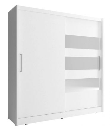 Moderner Kleiderschrank Warbreck 41, Farbe: Weiß - Abmessungen: 200 x 180 x 62 cm (H x B x T), mit drei Spiegelstreifen