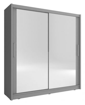 Kleiderschrank mit zwei Spiegeltüren Warbreck 55, Farbe: Grau - Abmessungen: 200 x 180 x 62 cm (H x B x T), mit genügend Stauraum