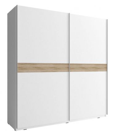 Eleganter Kleiderschrank mit genügend Stauraum Warbreck 04, Farbe: Weiß / Eiche Sonoma - Abmessungen: 214 x 200 x 63 cm (H x B x T)