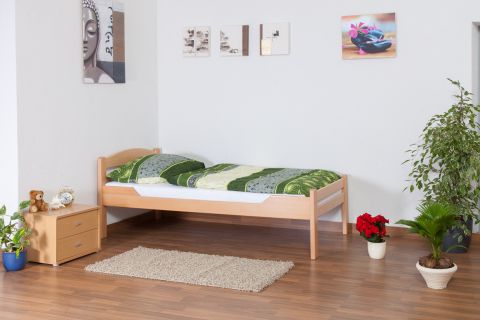Einzelbett "Easy Premium Line" K1/2n, Buche Vollholz massiv Natur - Maße: 90 x 200 cm