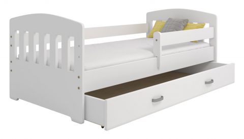 Kinderbett Kiefer teilmassiv weiß lackiert B6, inkl. Lattenrost - Liegefläche: 80 x 160 cm (B x L)