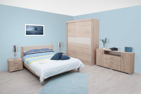 Schlafzimmer Komplett - Set B Bermeo, 5-teilig, Farbe: Eiche Braun / Creme