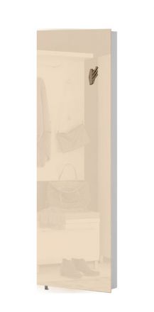Schuhschrank  Siusega 06, Farbe: Creme Hochglanz - 208 x 67 x 16 cm (H x B x T)