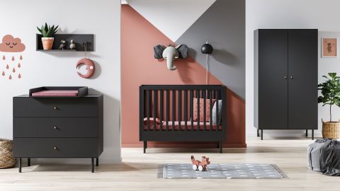 Kinderzimmer Komplett - Set  C Airin, 4-teilig, Farbe: Schwarz