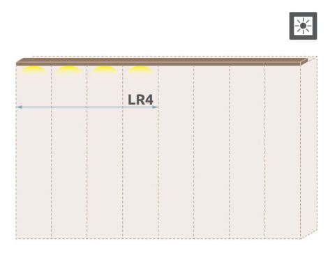 Oberer LED-Rahmen für Drehtürenschrank / Kleiderschrank Gataivai und Anbaumodule, Farbe: Walnuss - Breite: 182 cm