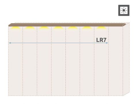 Oberer LED-Rahmen für Drehtürenschrank / Kleiderschrank Gataivai und Anbaumodule, 2er Set, Farbe: Walnuss - Breite: 136 cm / 182 cm