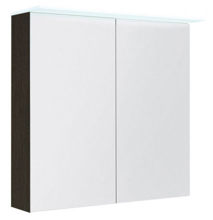 Badezimmer - Spiegelschrank Siliguri 08, Farbe: Eiche Schwarz – 70 x 80 x 13 cm (H x B x T)