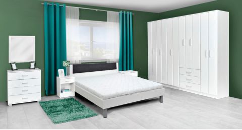 Schlafzimmer Komplett - Set J Muros, 8-teilig, Farbe: Weiß / Grau
