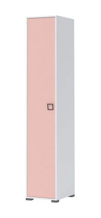 Kinderzimmer - Drehtürenschrank / Kleiderschrank Benjamin 51, Farbe: Weiß / Rosa - Abmessungen: 236 x 44 x 56 cm (H x B x T)