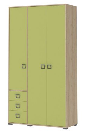 Kinderzimmer - Drehtürenschrank / Kleiderschrank Benjamin 19, Farbe: Buche / Olive - 236 x 126 x 56 cm (H x B x T)
