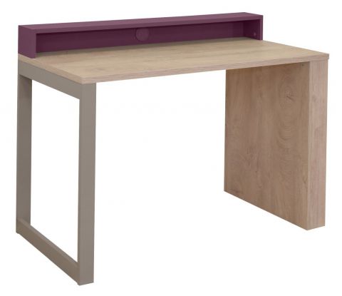 Kinderzimmer - Schreibtisch Koa 08, Farbe: Eiche / Violett - Abmessungen: 88 x 120 x 60 cm (H x B x T)