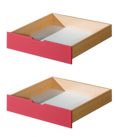 Schublade für Kinderbett / Jugendbett Milo 30, Farbe: Natur / Rosa, massiv - Abmessungen: 15 x 86 x 78 cm (H x B x T)