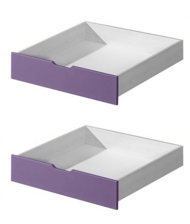 Schublade für Kinderbett / Jugendbett Milo 30, Farbe: Weiß / Lila, massiv - Abmessungen: 15 x 86 x 78 cm (H x B x T)