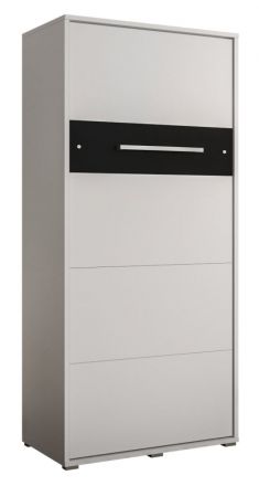 Schrankbett Namsan 01 vertikal, Farbe: Weiß matt / Schwarz matt - Liegefläche: 90 x 200 cm (B x L)