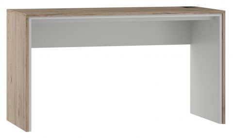 Schreibtisch Cianjur 01, Farbe: Eiche / Weiß - Abmessungen: 77 x 135 x 60 cm (H x B x T)