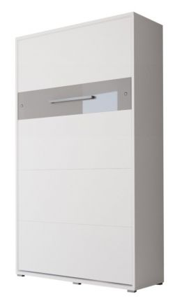 Schrankbett Namsan 02 vertikal, Farbe: Weiß matt / Grau glänzend - Liegefläche: 120 x 200 cm (B x L)