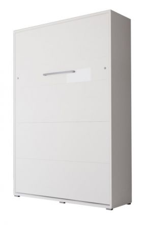Schrankbett Namsan 03 vertikal, Farbe: Weiß matt / Weiß glänzend - Liegefläche: 140 x 200 cm (B x L)