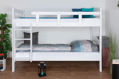 Stockbett für Erwachsene "Easy Premium Line" K3/n, Buche Vollholz massiv weiß lackiert, teilbar - Liegefläche: 90 x 190 cm