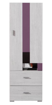 Jugendzimmer - Highboard "Emilian" 08, Kiefer gebleicht / Lila - Abmessungen: 135 x 45 x 40 cm (H x B x T)