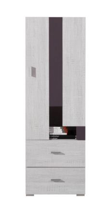 Jugendzimmer - Highboard "Emilian" 08, Kiefer gebleicht / Dunkelgrau - Abmessungen: 135 x 45 x 40 cm (H x B x T)