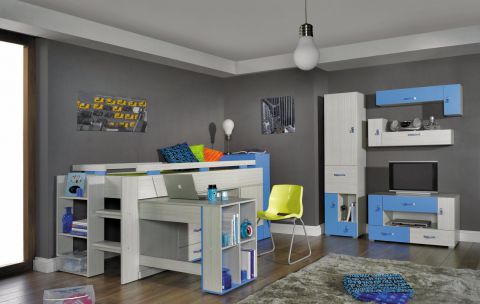 Kinderzimmer Komplett - Set B "Felipe", 5-teilig, Blau / Weiß