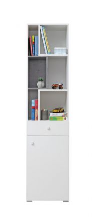 Jugendzimmer - Regal Lede 08, Farbe: Grau / Weiß - Abmessungen: 190 x 45 x 40 cm (H x B x T)