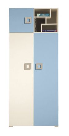 Jugendzimmer Drehtürenschrank / Kleiderschrank Namur 02, Farbe: Blau / Beige - Abmessungen: 197 x 80 x 52 cm (H x B x T)