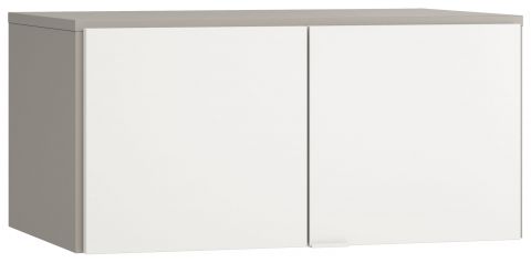 Aufsatz für zweitürigen Kleiderschrank Bellaco 17, Farbe: Grau / Weiß - Abmessungen: 45 x 93 x 57 cm (H x B x T)