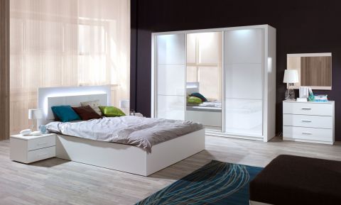 Schlafzimmer Komplett - Set I Zagori, 6-teilig, Farbe: Alpinweiß / Weiß Hochglanz